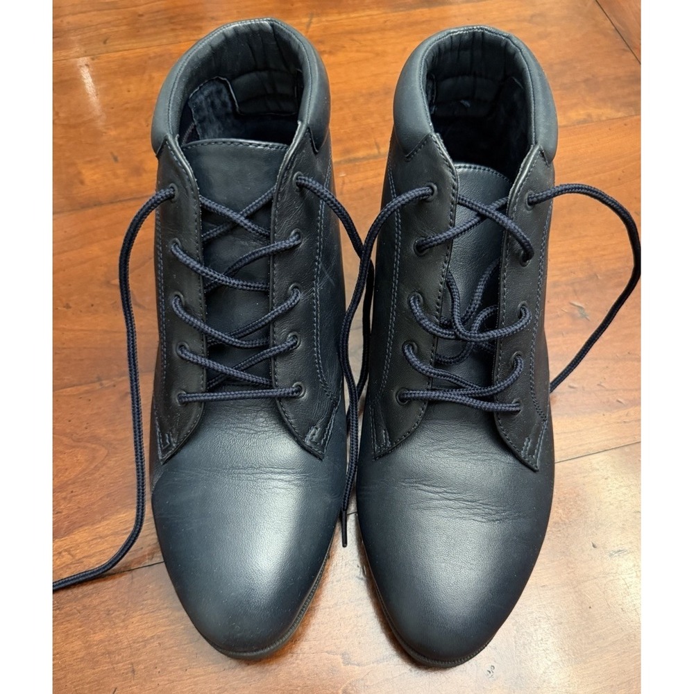 Danexx Women's Leather Bootie Austin4 Lace-Up Ankle Boots Navy Blue Size 8 w/box